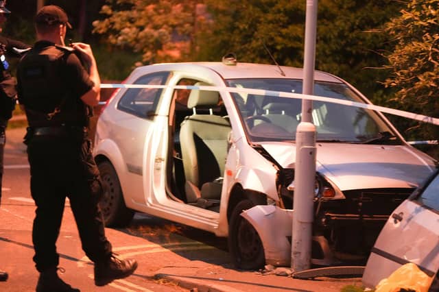 Sussex Police are searching for the occupant of a vehicle who ‘made off’ after hitting street furniture at a junction in Worthing.