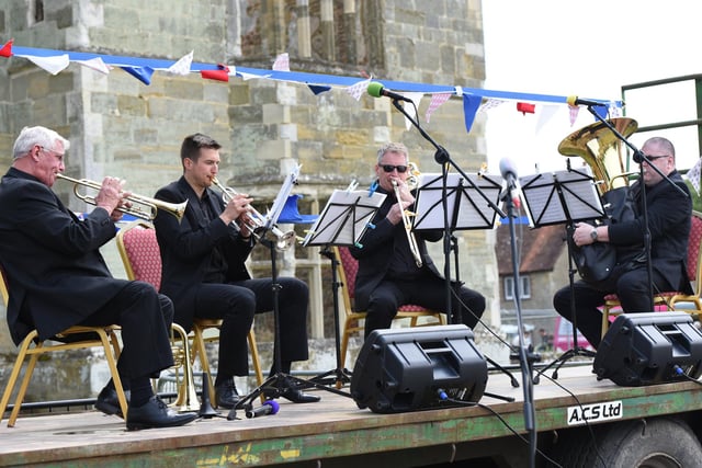 Pictured are the Britannia Brass at the Queen's Platinum Jubilee celebrations at the Cowdray Ruins. Picture: Liz Pearce 04/06/2022