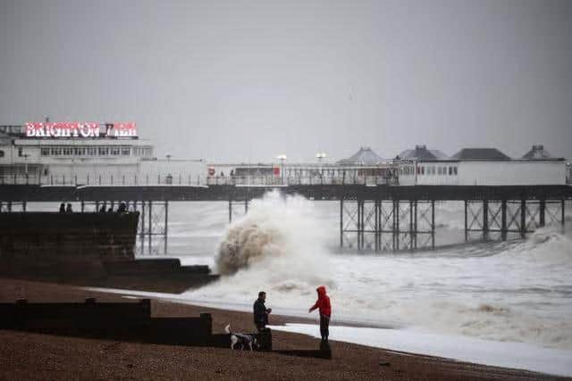 Flood warnings from the Environment Agency have been put in place in East Sussex as residents have been told to ‘act now’ to protect from flooding. (Photo by HENRY NICHOLLS/AFP via Getty Images)