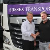 Ken Benham & Damian Pulford seal the Sussex FA/Sussex Transport deal | Contributed picture