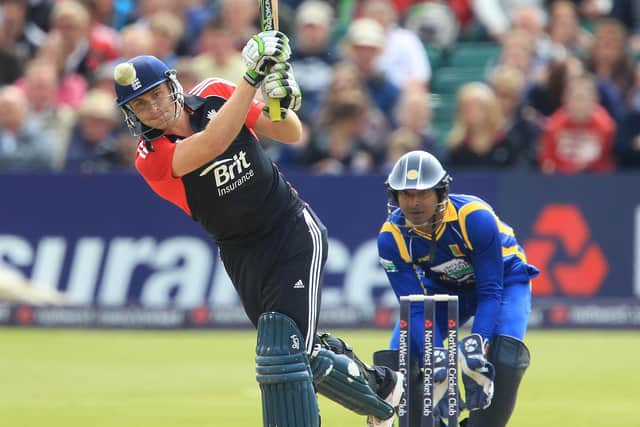 England's Luke Wright hits out in an ODI against Sri Lanka in 2012 | Picture: Getty
