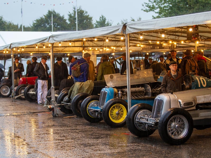 The weather didn't stop anyone from admiring the cars on display.