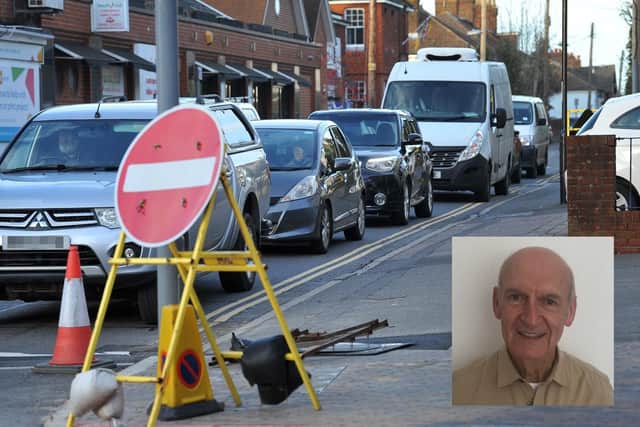 West Sussex County Councillor Richard Cherry (Burgess Hill East) lives close to the disruption caused by new traffic signals at the junction of Station Road, Church Road and Mill Road.