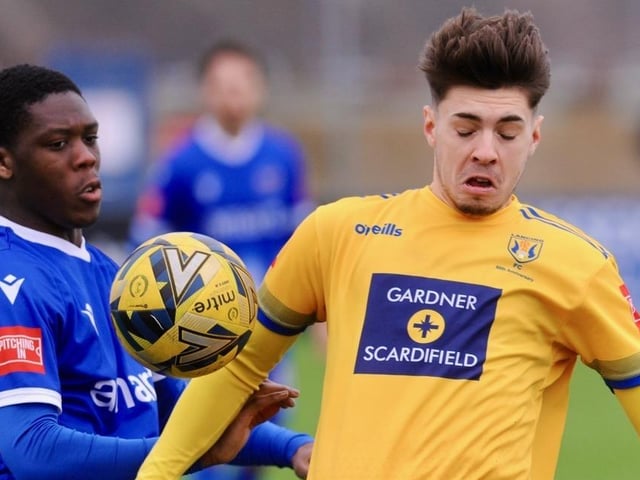 Action from Lancing FC's 1-0 home loss to East Grinstead Town in the Isthmian south east division