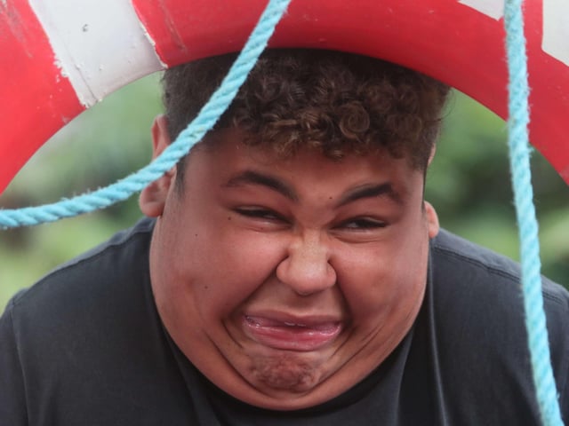 Hastings Old Town Carnival Week 2025: Gurning Competition. Pic Roberts Photographic.