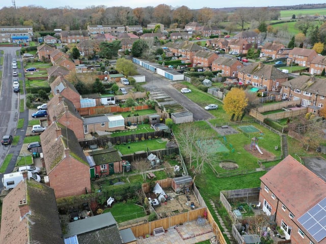 Looking up Pearson Road on the left, with Canada Road across to the right