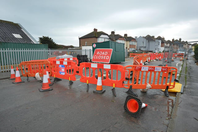 The scene in Bulverhythe Road in St Leonards on March 17 after the major sewage flood that happened on February 3 2023.