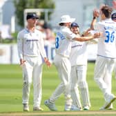 Sussex celebrate a Leicestershire wicket in the first innings | Picture: Eva Gilbert