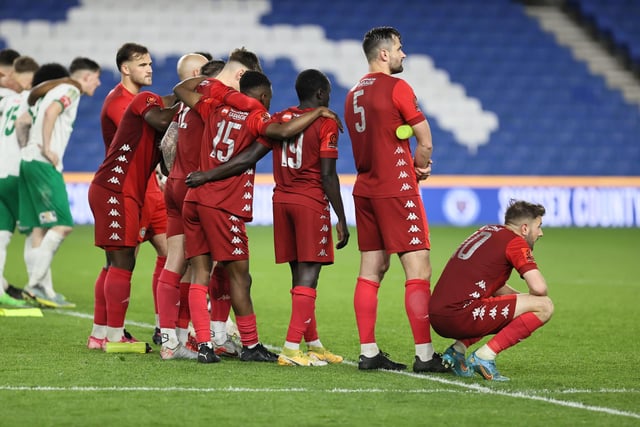 Action and celebrations as Worthing take on Bognor Regis Town in the Sussex Senior Cup final at the Amex Stadium - and win 8-7 on penalties