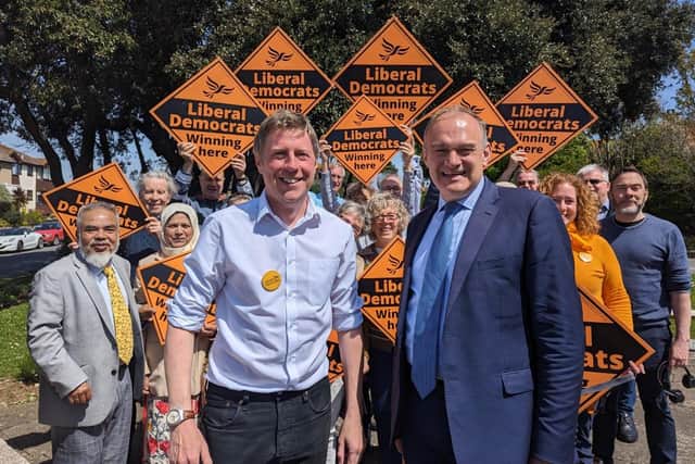 Liberal Democrat Councillor, and Parliamentary Candidate, James MacCleary with party leader Ed Davey.
