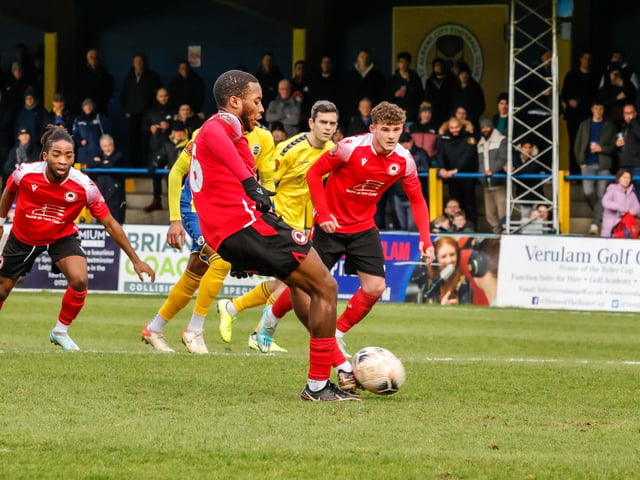 Eastbourne Borough recovered from 2-1 down at half-time to win 3-2 at St Albans City. Picture by Lydia Redman