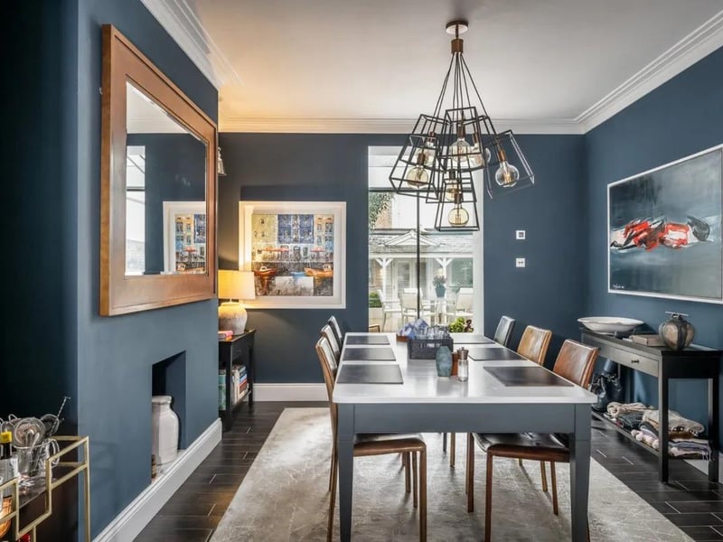 The property features a gorgeous dining room.