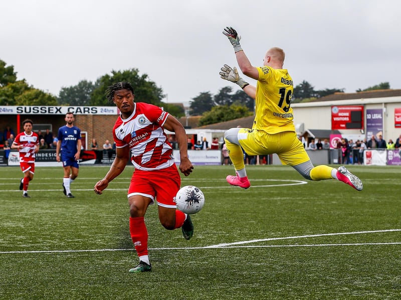 Images from Eastbourne Borough's 2023-24 season opener, a 1-0 National South home win over Hampton and Richmond