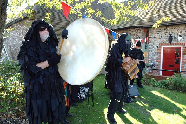 Mythago morris dancers from Ashurst at the reopening of Manor Cottage in Southwick