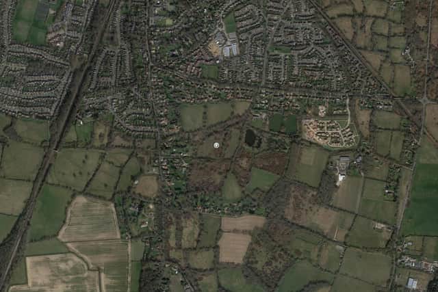 DM/22/3049: Land East Of Keymer Road And South Of Folders Lane, Burgess Hill. Residential development, consisting of 264 dwellings with vehicular, pedestrian and cycle access; car parking; open space, play space; ecological areas; attenuation ponds; landscaping and all other associated works. (Photo: Google Maps)