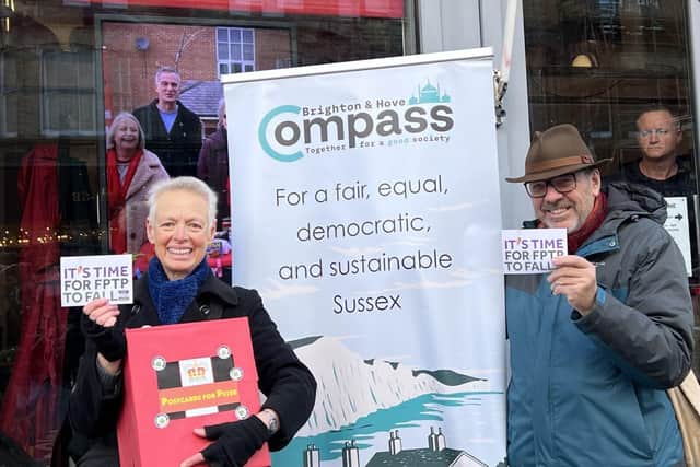 Compass campaigners outside Hove MP Peter Kyle's office