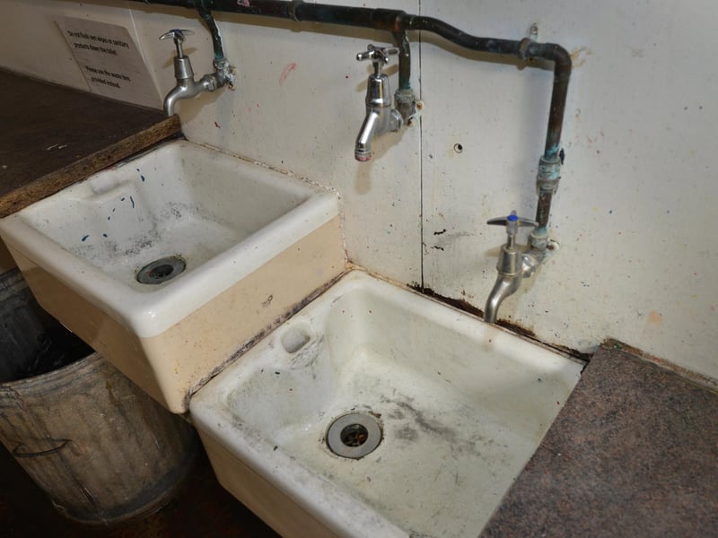 Beach hut tenants in West St Leonards are furious about the condition of their huts. A dirty sink in the toilet block.