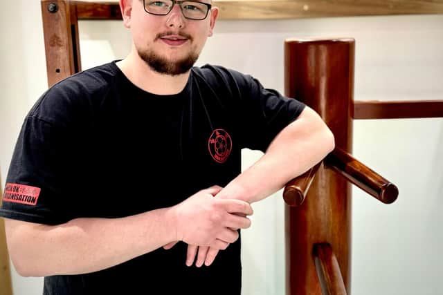 Sifu Stuart, head instructor at Wing Chun Crawley, welcomes new students to the club’s opening night at Hazelwick School.