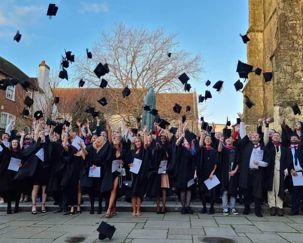 Chichester College Group higher education students celebrate at a recent graduation ceremony