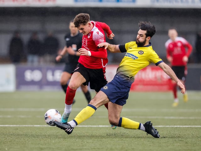 Action from Eastbourne Borough's 2-0 National League South win at home to Farnborough at Priory Lane