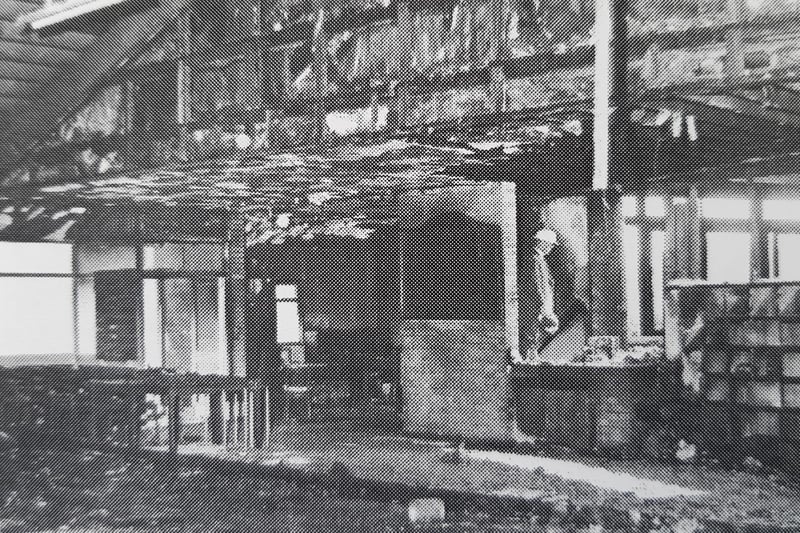 The burned out remains of the interior after the fire on May 16, 1966