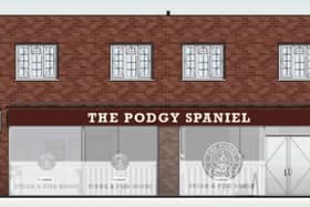 Signage planned for the new steak and fish restaurant, known as The Podgy Spaniel. Picture: Archevolve / planning documents