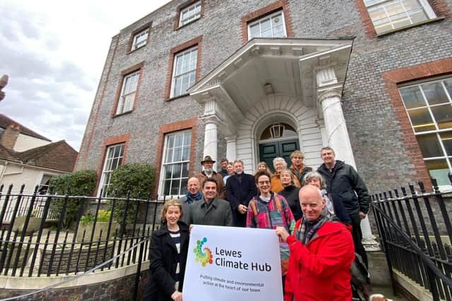 Volunteers and supporters getting ready for the opening of Lewes Climate Hub