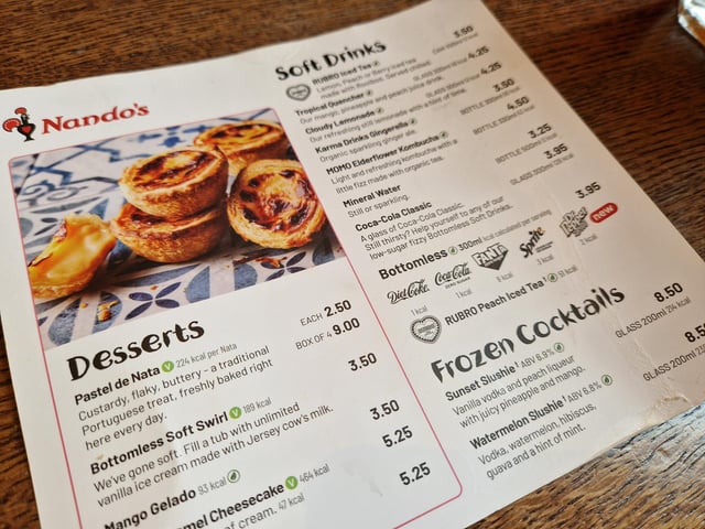 We reviewed some of the new menu items at Nando's