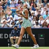 The Eastbourne crowd show their support for women's singles winner Madison Keys in last Saturday's final (Photo by GLYN KIRK/AFP via Getty Images)
