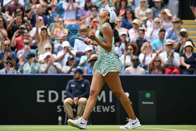 The Eastbourne crowd show their support for women's singles winner Madison Keys in last Saturday's final (Photo by GLYN KIRK/AFP via Getty Images)