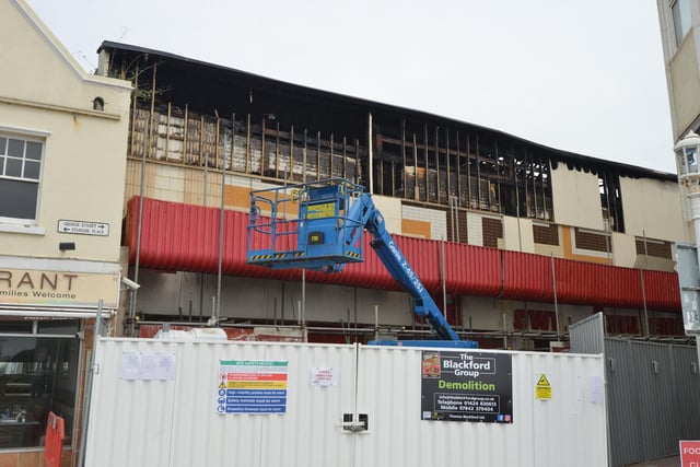 Start of the demolition of the former night club in George Street, Hastings.