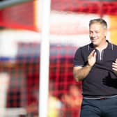 Crawley Town boss Scott Lindsey is all smiles after the 4-1 win over Newport County. Picture: Eva Gilbert