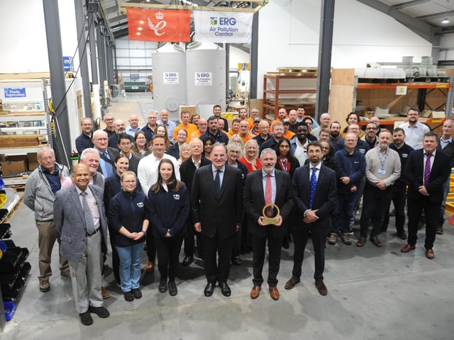 ERG (Air Pollution Control) Ltd received a King's Award for Enterprise from Lord-Lieutenant Lady Emma Barnard at the Slinfold headquarters on Monday, October 12