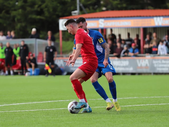 National League South action at Woodside Road between Worthing and Truro City