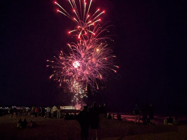 Worthing Lions Festival fireworks were launched from the end of Worthing Pier on July 27, 2024, to a crowd of hundreds on the beach and promenade
