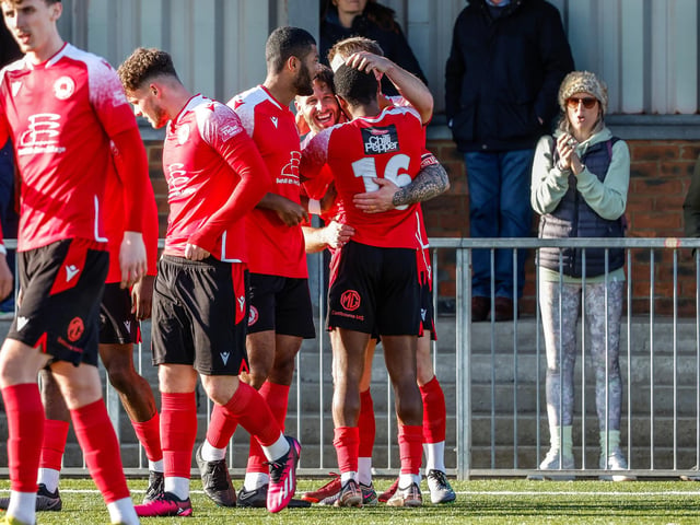 Action from Eastbourne Borough's 2-0 Ntional League South win against Slough Town at Priory Lane