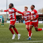 Action and celebrations as Eastbourne Borough grab a vital win over Hemel Hempstead Town in National League South at Priory Lane