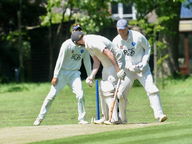 Action from Goring CC v Pagham CC in Division 3 West of the Sussex Cricket League