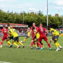 Worthing take on Eastbourne Borough in the bank holiday derby - at which Eastbourne fans were segregated | Picture: Nick Redman