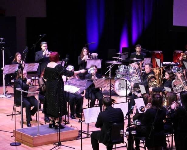 Emma Button leads the students from the University of Chichester brass band at Unibrass 2024 (contributed pic)