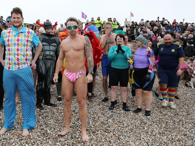 Some 385 people braved the ice cold sea water on New Year's Day 2024
