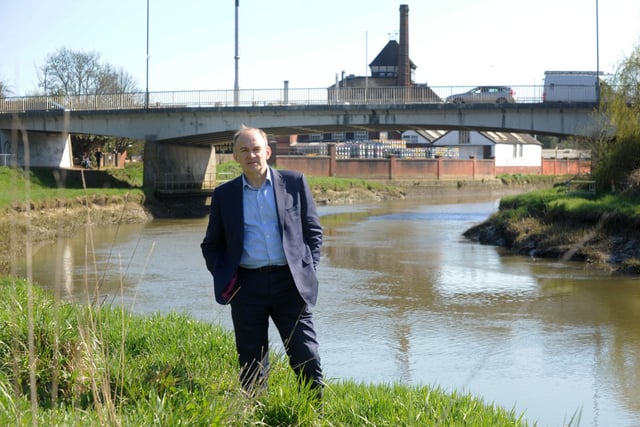 Liberal Democrat leader Ed Davey by the River Ouse in Lewes