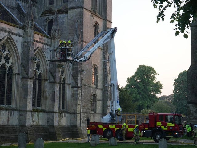 15 photos: smoke rising from West Sussex Cathedral and fire engines, ambulances and police on scene