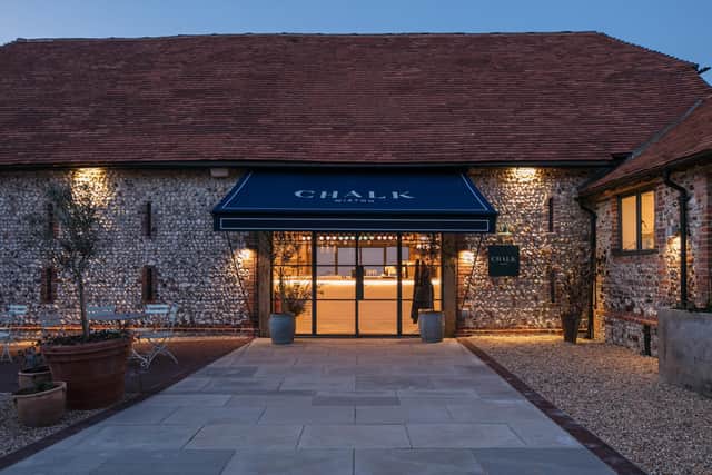 Located on the Wiston Estate’s North Farm winery site in Pulborough, 122-cover restaurant Chalk opened in December 2021 and draws its name from the soft white limestone that the vineyard sits on, which gives its award-winning wines their distinctive, terroir-driven profile. Picture by Will Scott Photography
