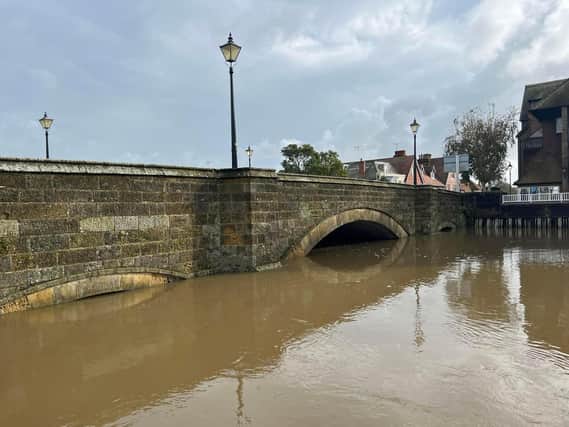 Jill Dinsmore took this photo of Arundel Bridge, under which the River Arun is flowing very high.