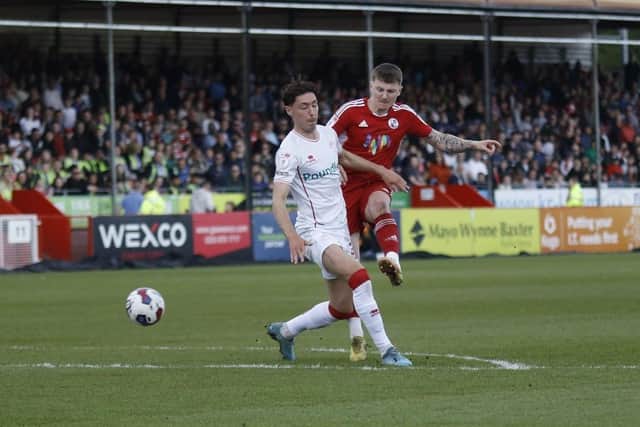 Crawley Town's James Tilley fires at the Walsall goal. Pictures by Will Charlton