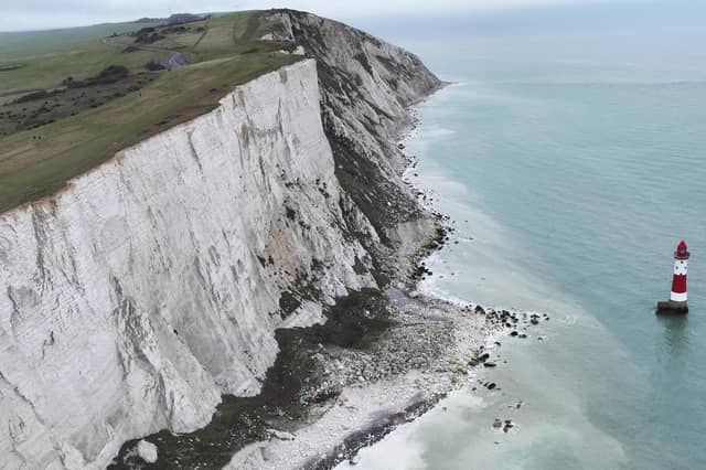 A shipping container washed up at Beachy Head seen on Sunday, January 18