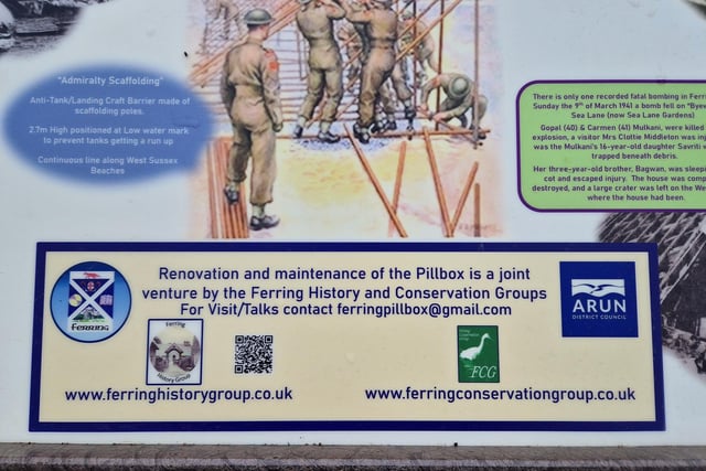 The story behind a West Sussex pillbox which is one of the best preserved nationally from the Second World War is told on a new information board on Ferring seafront