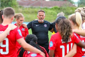 Scott Booth with Lewes Women after they took a point off Birmingham City | Picture by James Boyes