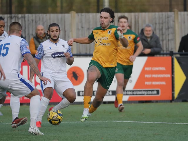 FA Trophy action between Horsham and AFC Totton